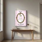 One Is Not Amused – Gingham Rose art print, on thick canvas, styled in a desk