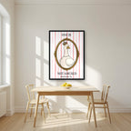 One Is Not Amused – Rosewater Stripe art print, in a black frame, styled in a kitchen