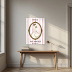 One Is Not Amused – Rosewater Stripe art print, unframed poster, styled in a desk