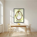 One Is Not Amused – Sage Wash art print, in a black frame, styled in a kitchen