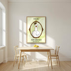 One Is Not Amused – Sage Wash art print, in an oak frame, styled in a kitchen