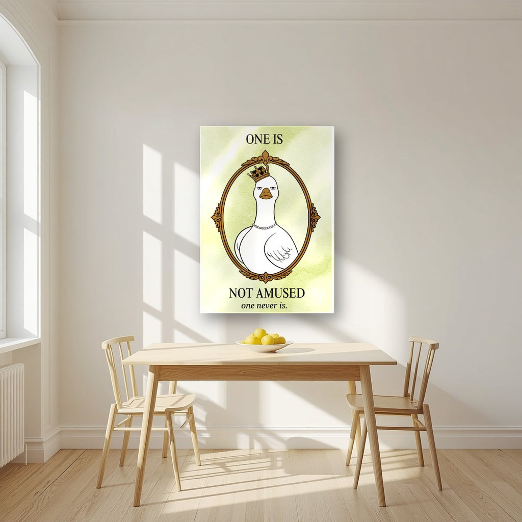 One Is Not Amused – Sage Wash art print, as an acrylic print, styled in a kitchen