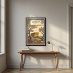 Archaia Agora — Athens art print, in a black frame, styled in a desk