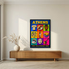 Cradle of Democracy — Athens art print, in a black frame, styled in a living room