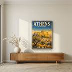 Ieros Vrachos — Athens art print, on slim canvas, styled in a living room