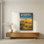 Ieros Vrachos — Athens art print, on thick canvas, styled in a living room