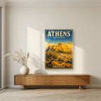 Ieros Vrachos — Athens art print, as an acrylic print, styled in a living room