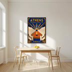 Kallimarmaro — Athens art print, unframed poster, styled in a kitchen