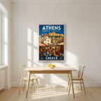 Monastiraki Bazaar — Athens art print, in a white frame, styled in a kitchen
