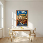 Monastiraki Bazaar — Athens art print, in an oak frame, styled in a kitchen