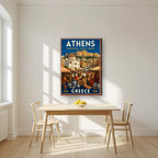 Monastiraki Bazaar — Athens art print, on slim canvas, styled in a kitchen