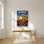 Monastiraki Bazaar — Athens art print, as an acrylic print, styled in a kitchen