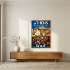 Monastiraki Bazaar — Athens art print, unframed poster, styled in a living room