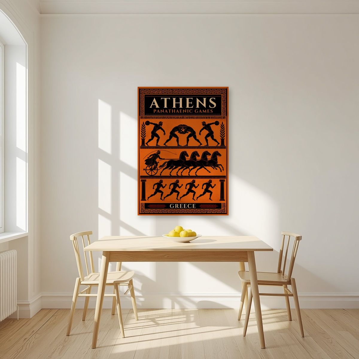 Panathenaia — Athens art print, unframed poster, styled in a kitchen