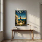 Achilleion — Corfu art print, on slim canvas, styled in a desk