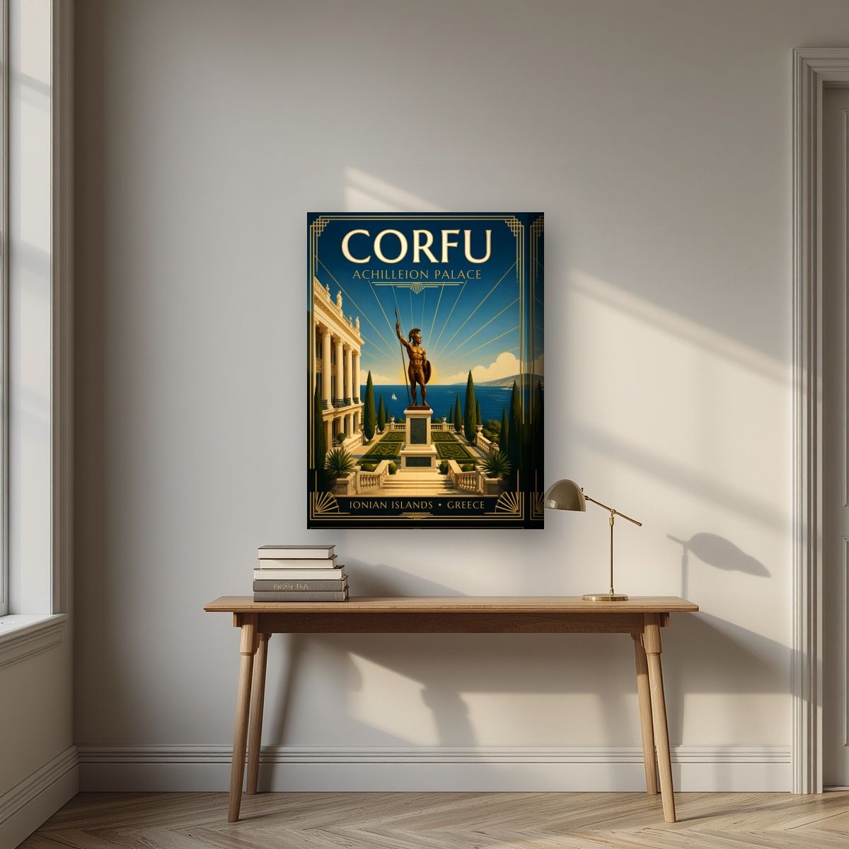 Achilleion — Corfu art print, on thick canvas, styled in a desk