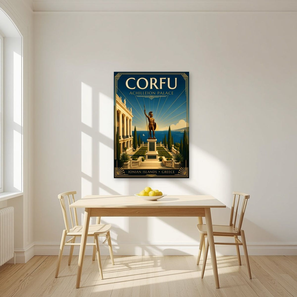 Achilleion — Corfu art print, unframed poster, styled in a kitchen