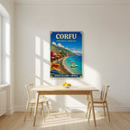 Ipsos — Corfu art print, unframed poster, styled in a kitchen