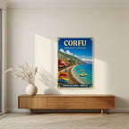 Ipsos — Corfu art print, unframed poster, styled in a living room