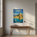 Palaio Frourio — Corfu art print, unframed poster, styled in a desk