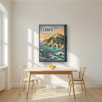 Paleokastritsa — Corfu art print, on thick canvas, styled in a kitchen