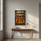 Anaktoro Knossou — Crete art print, in a white frame, styled in a desk