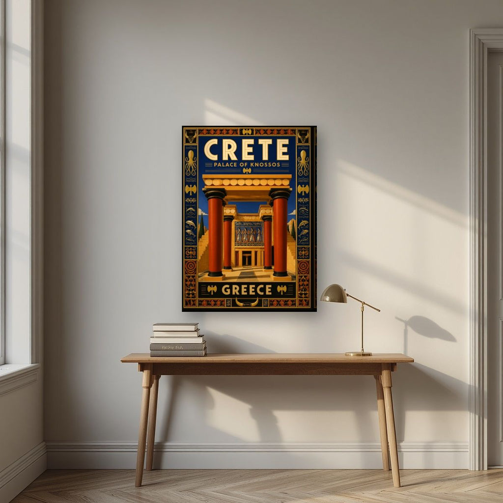 Anaktoro Knossou — Crete art print, on slim canvas, styled in a desk