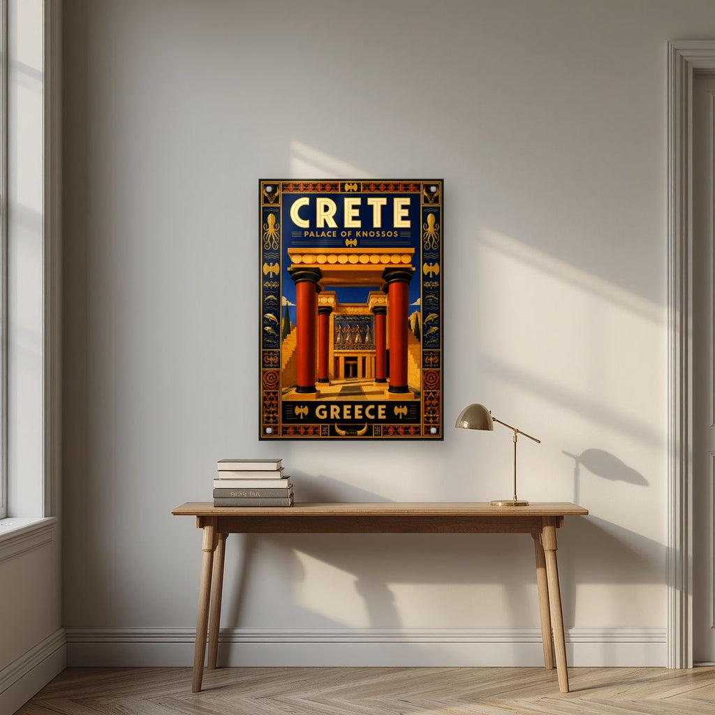 Anaktoro Knossou — Crete art print, as an acrylic print, styled in a desk