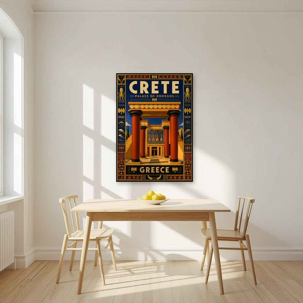 Anaktoro Knossou — Crete art print, unframed poster, styled in a kitchen