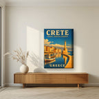 Enetiko Limani — Crete art print, on thick canvas, styled in a living room