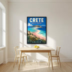Lagouna Balos — Crete art print, in a black frame, styled in a kitchen