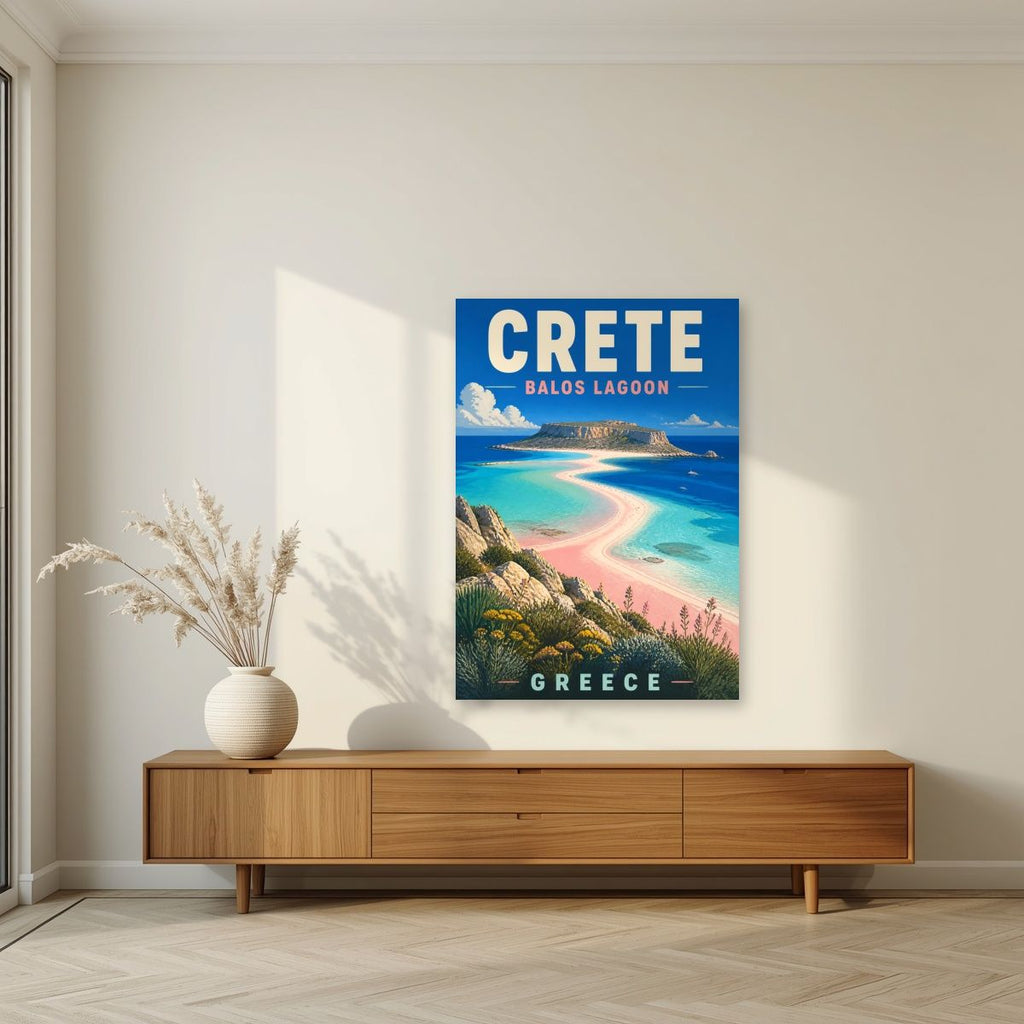 Lagouna Balos — Crete art print, unframed poster, styled in a living room