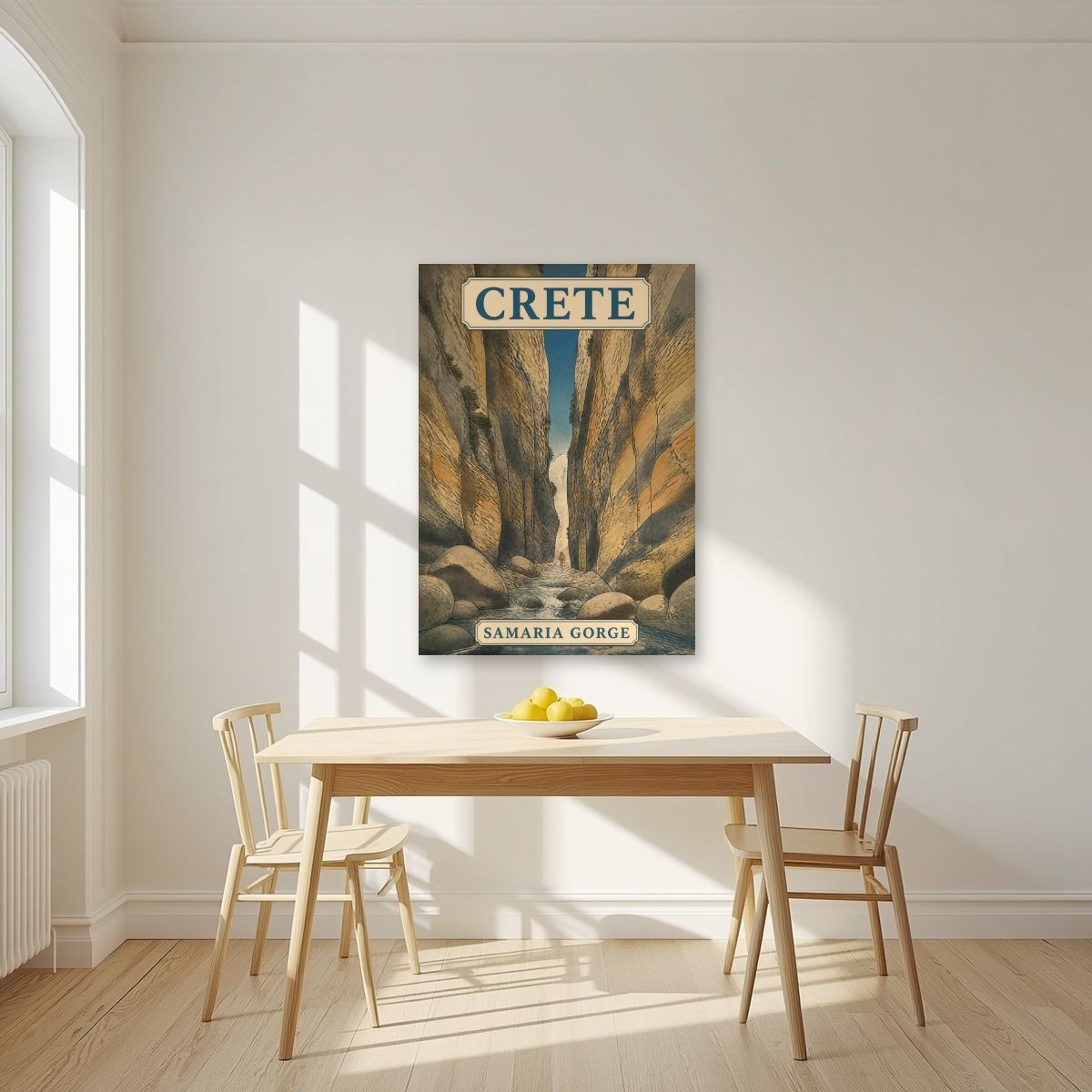 Sideroportes — Crete art print, unframed poster, styled in a kitchen