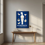 Kykladiki Morfi — Mykonos art print, on thick canvas, styled in a desk