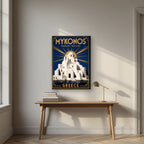 Panagia Paraportiani — Mykonos art print, on slim canvas, styled in a desk