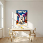 Petros o Pelekanos — Mykonos art print, unframed poster, styled in a kitchen