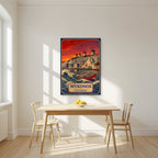 To Kyma — Mykonos art print, unframed poster, styled in a kitchen