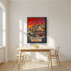 To Kyma — Mykonos art print, on thick canvas, styled in a kitchen