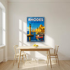 Elafos & Elafina — Rhodes art print, as an acrylic print, styled in a kitchen