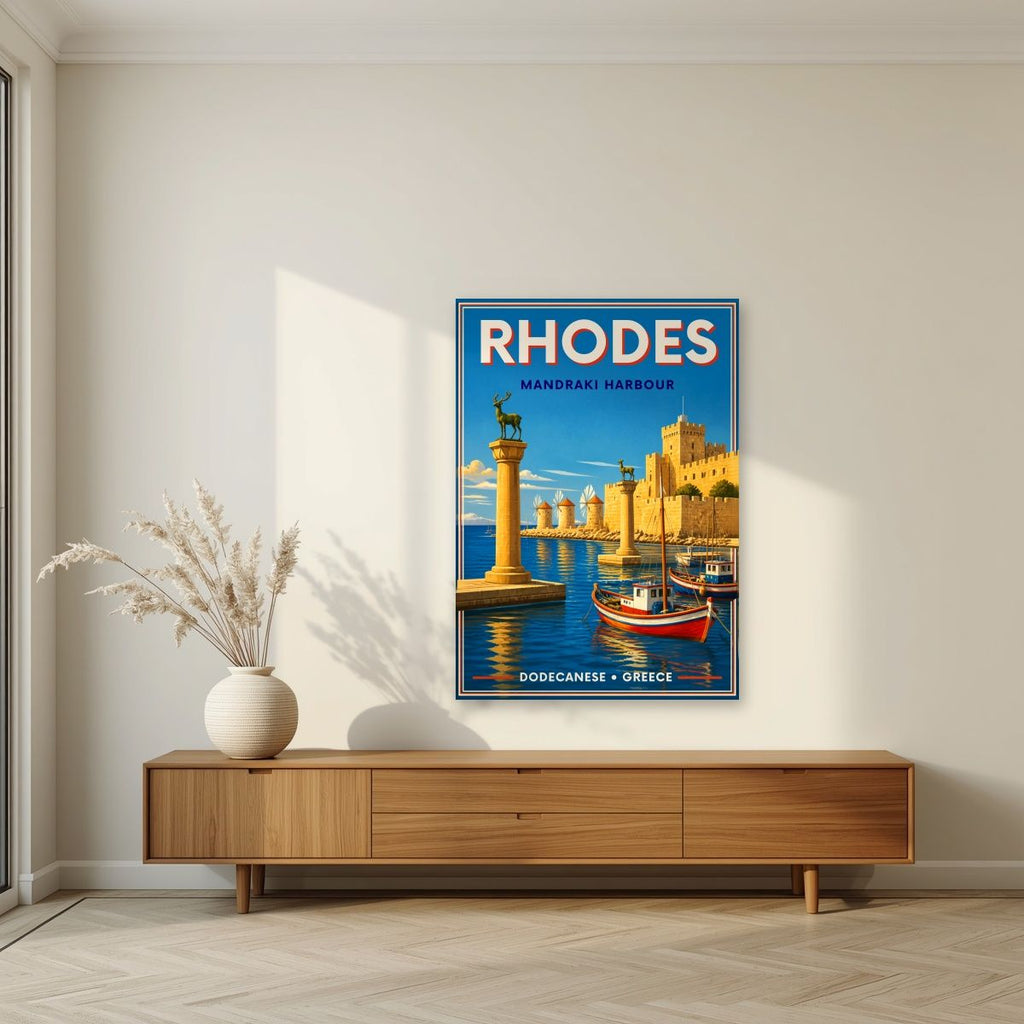 Elafos & Elafina — Rhodes art print, unframed poster, styled in a living room