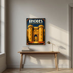 Grand Master's Gate — Rhodes art print, as an acrylic print, styled in a desk