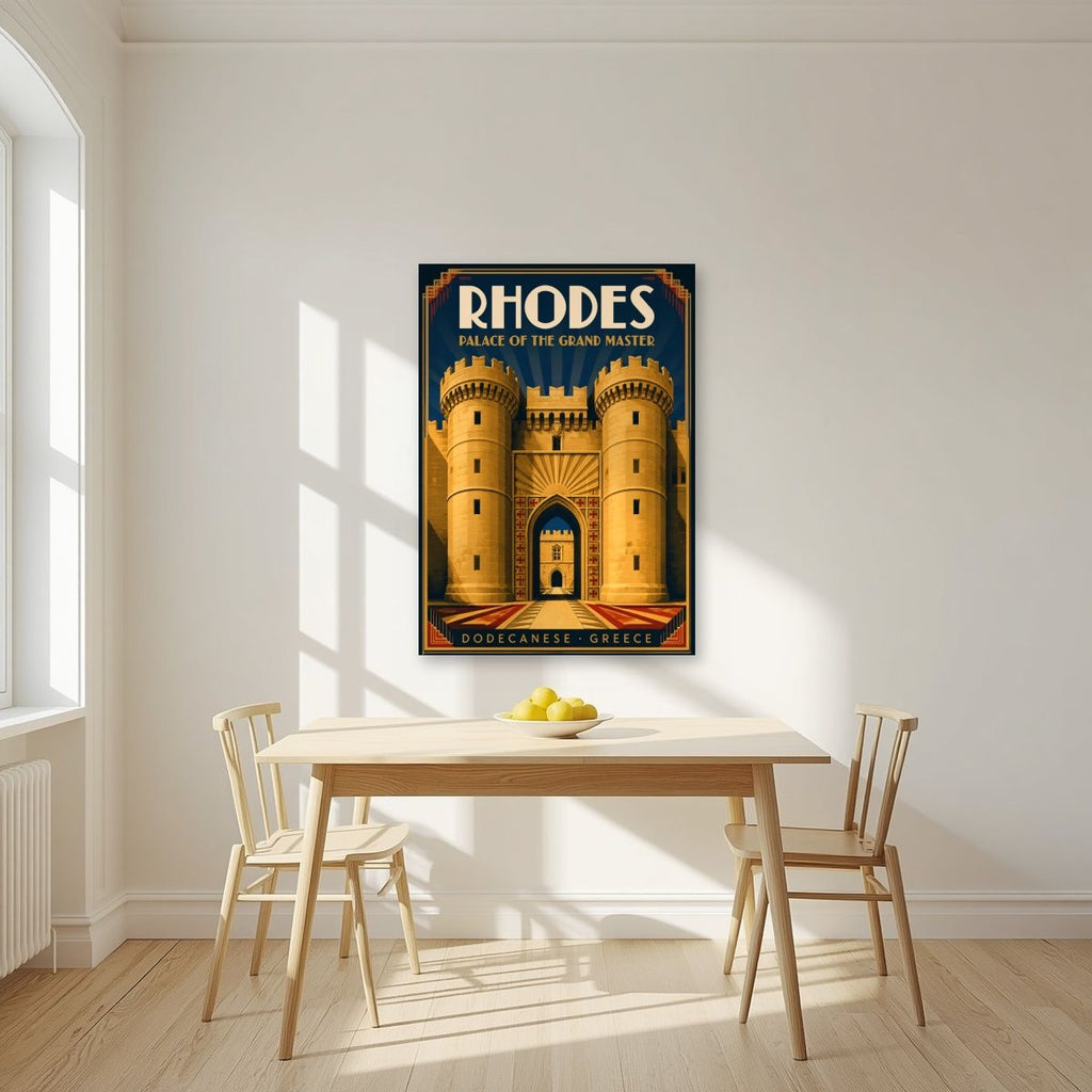 Grand Master's Gate — Rhodes art print, unframed poster, styled in a kitchen