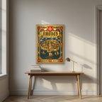 Knights of St John — Rhodes art print, in an oak frame, styled in a desk