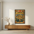 Knights of St John — Rhodes art print, in a black frame, styled in a living room