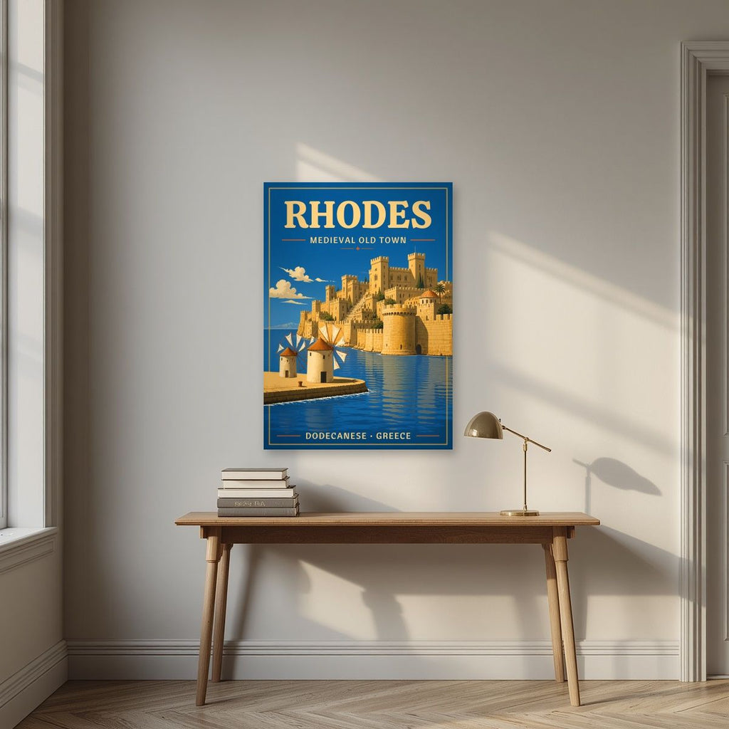 Palia Poli — Rhodes art print, unframed poster, styled in a desk