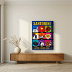 Ennea — Santorini art print, on thick canvas, styled in a living room