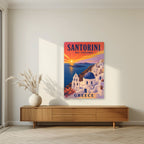 Iliovasilema — Santorini art print, unframed poster, styled in a living room