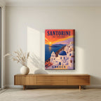 Iliovasilema — Santorini art print, on thick canvas, styled in a living room