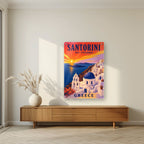 Iliovasilema — Santorini art print, as an acrylic print, styled in a living room