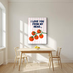 Head To-Matoes – Blossom Stripe on slim canvas in a kitchen